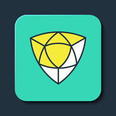 Filled outline Diamond icon isolated on blue background. Jewelry symbol. Gem stone. Turquoise square button. Vector