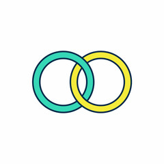 Filled outline Wedding rings icon isolated on white background. Bride and groom jewelry sign. Marriage symbol. Diamond ring. Vector