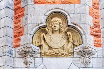 Fototapeta na wymiar Christian religious sculpture in an old church in Montreal Canada