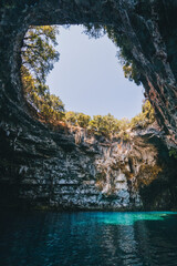 Famous melissani lake-cave in Kefalonia, Ionian Islands, Greece
