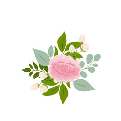 pink rose yellow green leaves wedding invitation card and flower poster