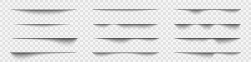 Realistic shadows. Paper transparent shadows. Shadow overlay effect. Dividing lines. Set. Vector illustration