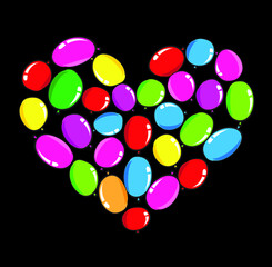 vector drawing heart shape balloons design background