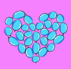vector drawing heart shape balloons design background