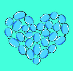 vector drawing heart shape balloons design background