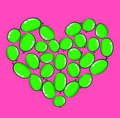 vector drawing heart shape balloons design background