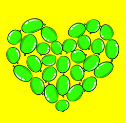 vector drawing heart shape balloons design background