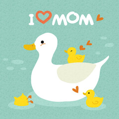 Mother's day Greeting card with duck and ducklings.