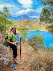 Mom and child on Lycian trail, Turkey