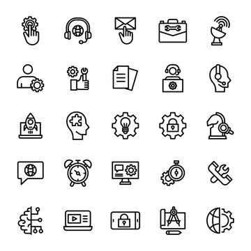 technical support icon set illustration vector graphic