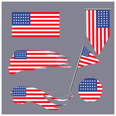 united states flag with six styles