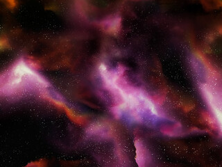 Colorful Starry Night Sky. Space nebula with stars. Beauty of the universe, supernova explosion.