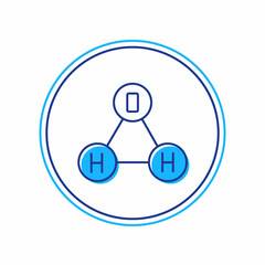 Filled outline Chemical formula for water drops H2O shaped icon isolated on white background. Vector