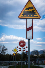signs in traffic town - Bielsko Biała  - obrazy, fototapety, plakaty