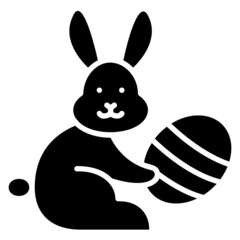 Obraz premium Bunny Easter glyph icon. Can be used for digital product, presentation, print design and more.