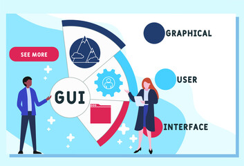 GUI - Graphical User Interface acronym. business concept background. vector illustration concept with keywords and icons. lettering illustration with icons for web banner, flyer, landing pag