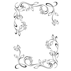 frame 126. decorative frame with stylized flowers on stems with leaves, butterflies and vignettes