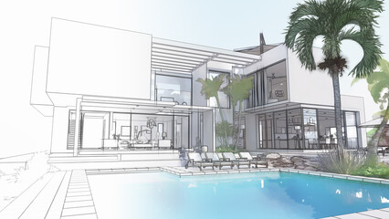 Architecture design of luxury villa