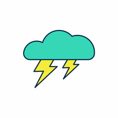 Filled outline Storm icon isolated on white background. Cloud and lightning sign. Weather icon of storm. Vector