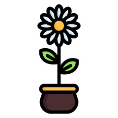 Daisy Flower filled line color icon. Can be used for digital product, presentation, print design and more.