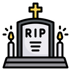 Tombstone filled line color icon. Can be used for digital product, presentation, print design and more.