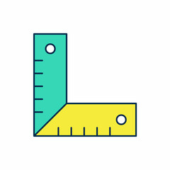 Filled outline Corner ruler icon isolated on white background. Setsquare, angle ruler, carpentry, measuring utensil, scale. Vector