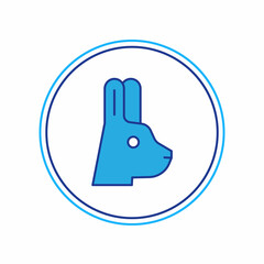 Filled outline Rabbit with ears icon isolated on white background. Magic trick. Mystery entertainment concept. Vector