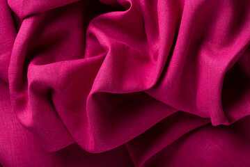 Texture with fuchsia linen fabric,