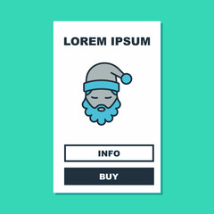 Filled outline Santa Claus hat and beard icon isolated on turquoise background. Merry Christmas and Happy New Year. Vector