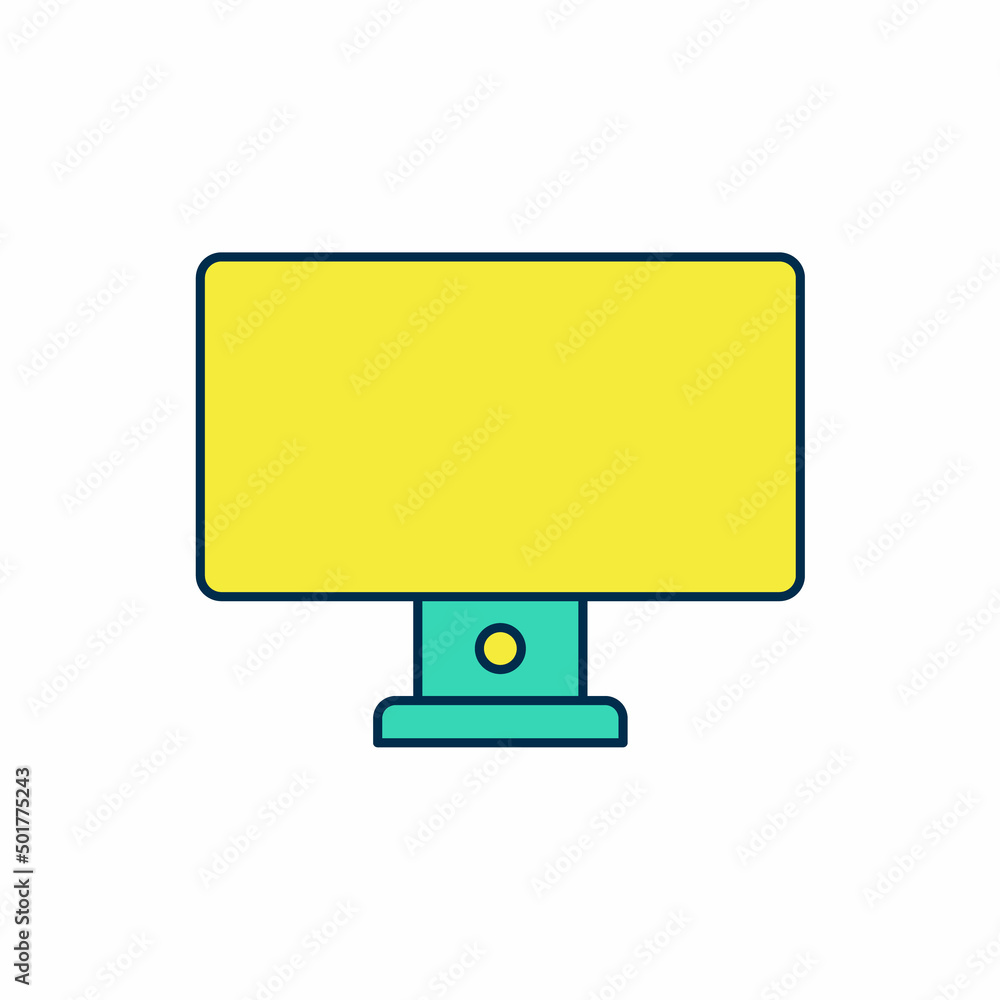 Poster filled outline computer monitor icon isolated on white background. pc component sign. vector