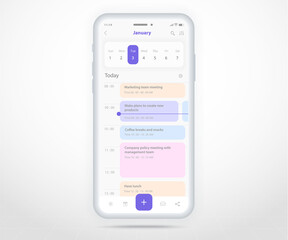 Mobile app calendar planner concept, Appointment calendar template UI UX, Smartphone calendar schedule agenda annual planning meeting application, Calendar events, Activity, Event app, Vector phone