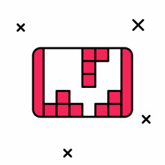 Filled outline Portable video game console icon isolated on white background. Handheld console gaming. Vector