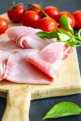 ham meat pork slice fresh meal food snack  on the table copy space food background rustic 