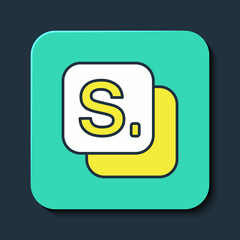 Filled outline Bingo icon isolated on blue background. Lottery tickets for american bingo game. Turquoise square button. Vector