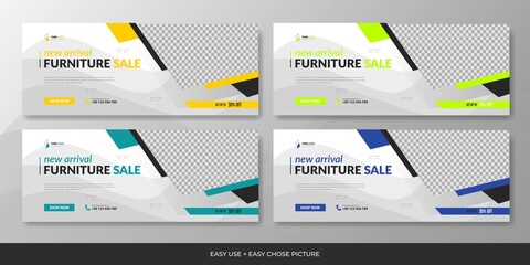 Furniture Set sosial media cover web template background
