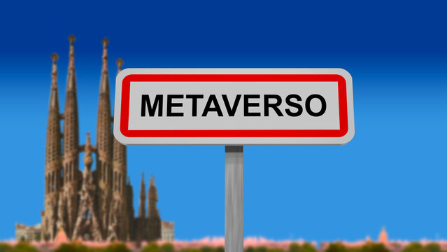 Panel NFT metaverse. Entrada en Metaverso. En el camino a la realidad nft virtual tokenizada. Visitar Barcelona en realidad virtual. España en el Metaverse. turismo en el metaverso en espana, meta. 