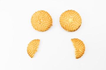 pineapple flavor biscuit isolated on white background, selective focus