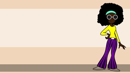 pretty fashion afro hairstyle girl cartoon background in vector format