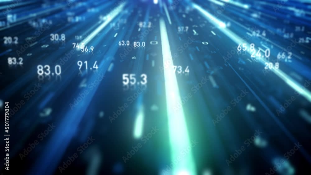 Poster big data digital business hitech background/ 4k animation of an abstract wallpaper big data business