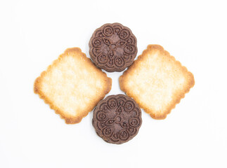 biscuit isolated on white background, Top view