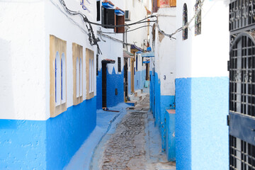 Fototapeta premium Street in Kasbah of the Udayas in Rabat, Morocco