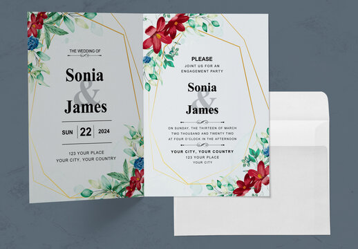 Floral Wedding Invitation Cards Layout