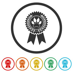 Pet award symbol icon isolated on white background. Set icons colorful