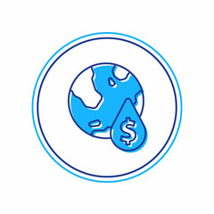 Filled outline Oil drop with dollar symbol icon isolated on white background. Oil price. Oil and petroleum industry. Vector