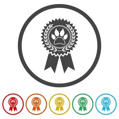 Pet award symbol icon isolated on white background. Set icons colorful