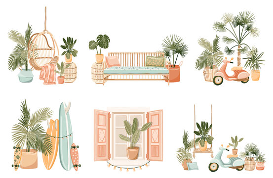 Tropical Vibes Vector Illustaration Set