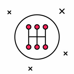 Filled outline Gear shifter icon isolated on white background. Manual transmission icon. Vector