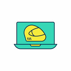 Filled outline Racing helmet icon isolated on white background. Extreme sport. Sport equipment. Vector