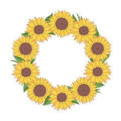 Cartoon Sunflower Wreath