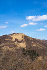 Mointain with moon in the sky in northern Italy